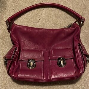 Marc Jacobs Stella Purple Satchel with Textured Leather and Thick Handle